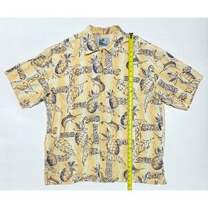 AFTCO Mens Hawaiian Shirt Pineapple Marlin Fish Short Sleeve Button Up Large